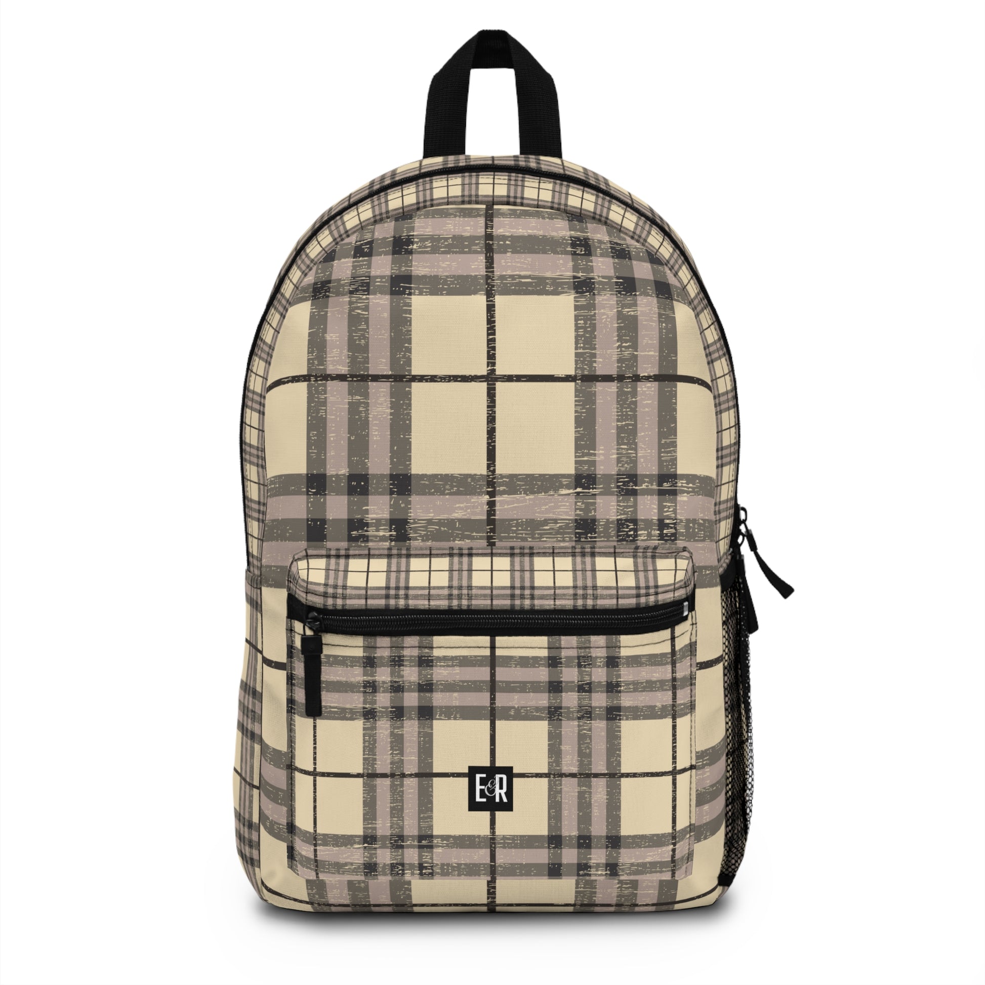 Eddy and Rita Women's Trendy Cream, Grey, and Black Plaid Backpack - Premium Designer Bag