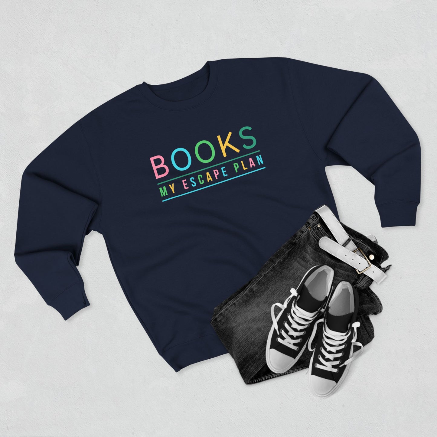 Books My Escape Plan Unisex Crewneck Sweatshirt - Cozy Literary Gift for Book Lovers