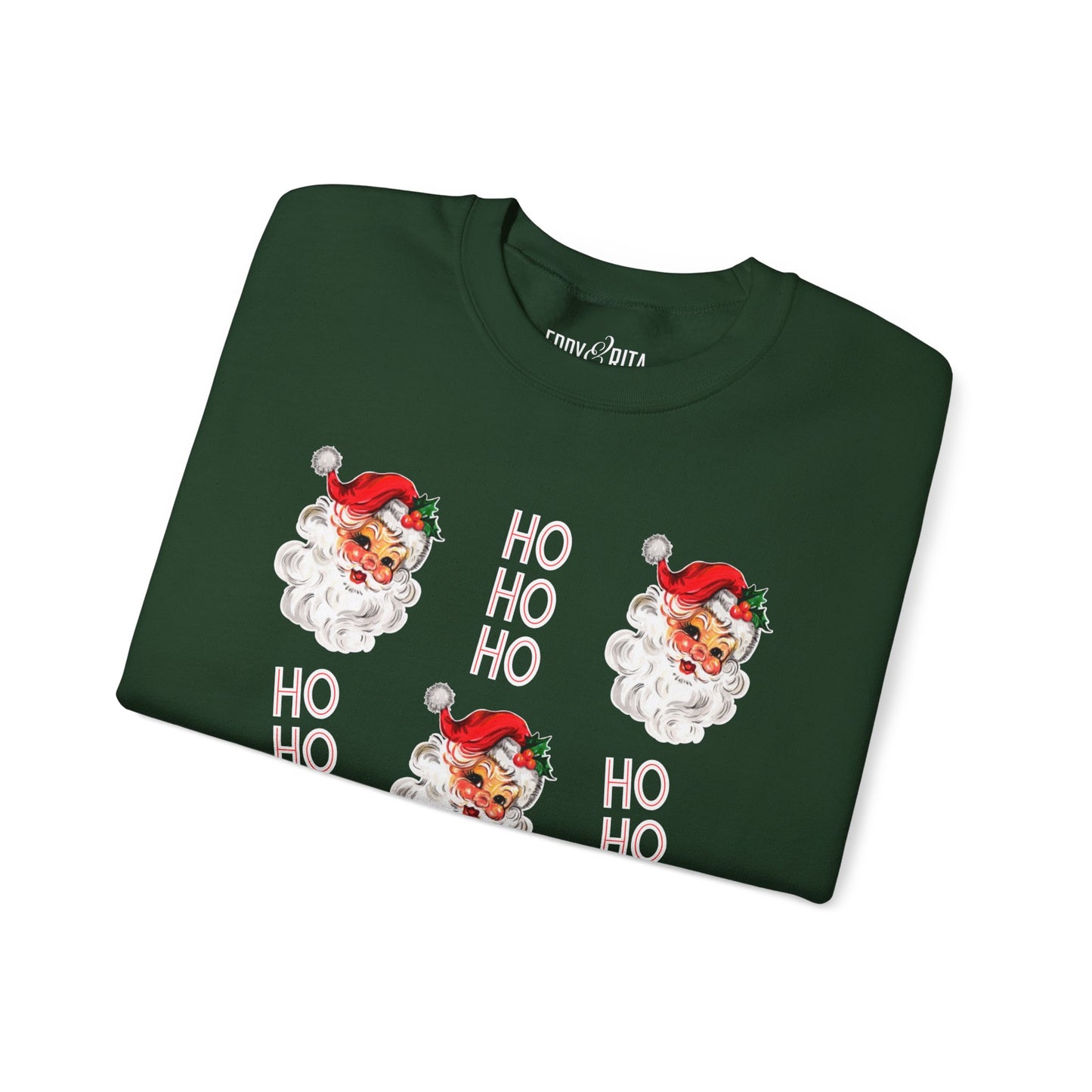 Women's Heavy Sweatshirt – "Ho Ho Ho Santa" Festive Christmas Graphic Sweatshirt