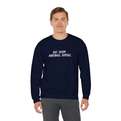 Men's Heavy Sweatshirt – "Eat. Sleep. Football. Repeat." Sports-Themed Graphic Sweatshirt