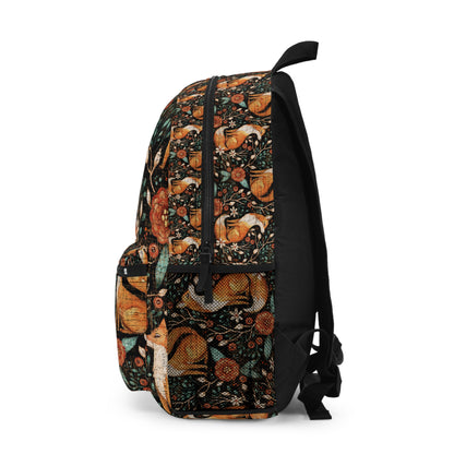 Christmas Backpack – Fox Against Botanical Floral Background Design | Elegant and Festive Holiday Bag for All Your Essentials