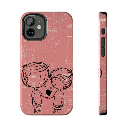 Romantic Couple Holding Hands Line Drawing Cell Phone Case - Rose Colored Love Cover