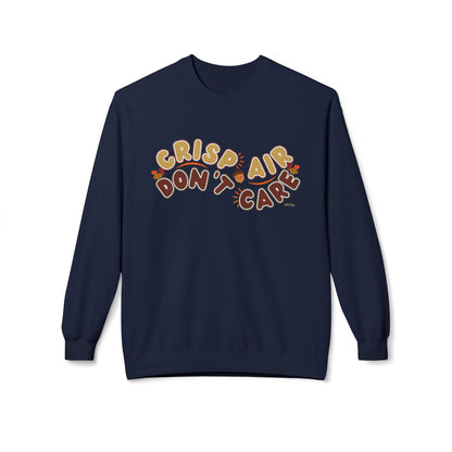 Eddy and Rita Women's Midweight Sweatshirt - "Crisp Air, Don't Care" Fall Graphic Pullover