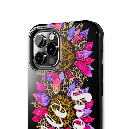 Hello Gorgeous Pink Purple Leopard Sunflowers iPhone Case - Stylish Floral Protective Cover