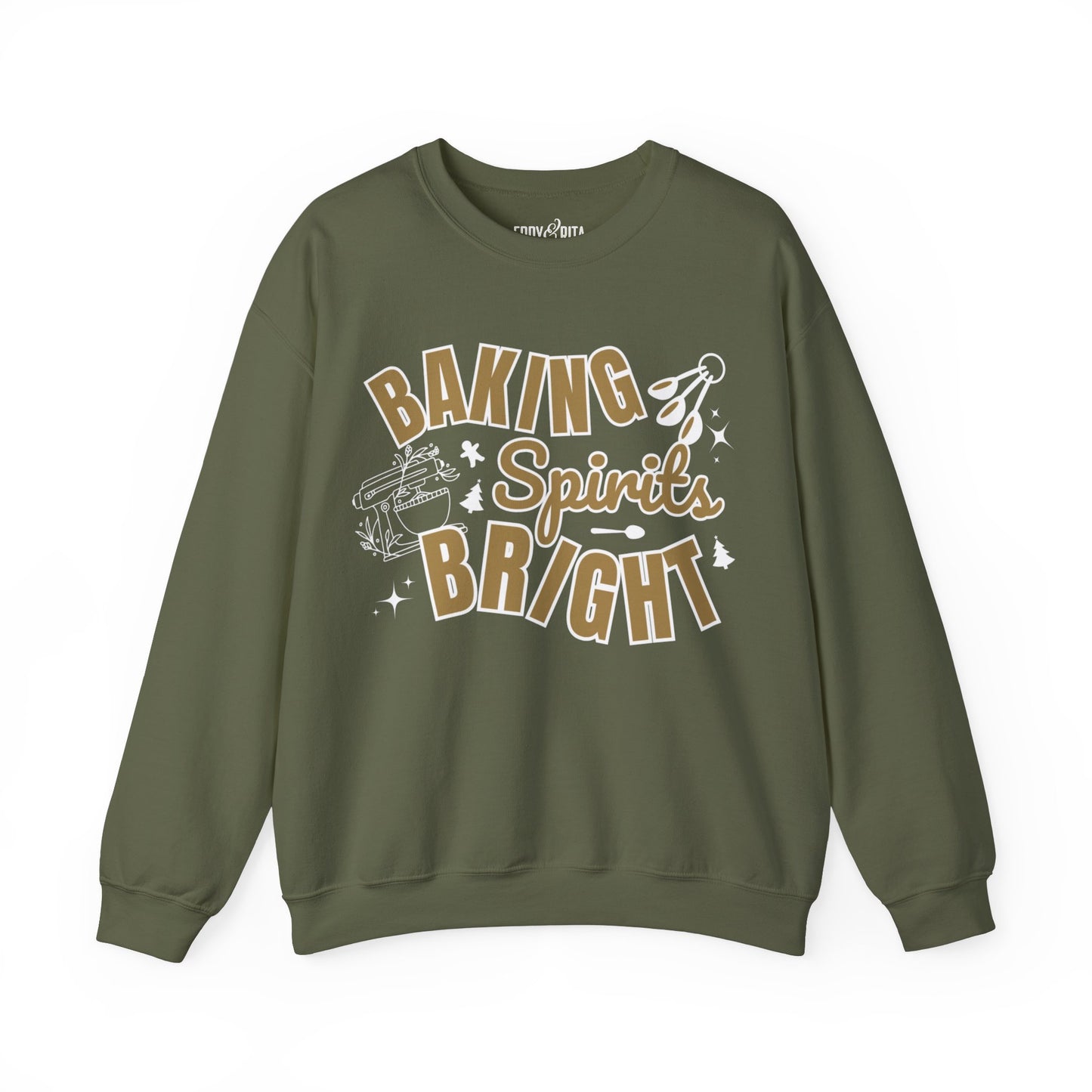 Women's Heavy Sweatshirt – "Baking Spirits Bright" Christmas Baking Graphic Sweatshirt