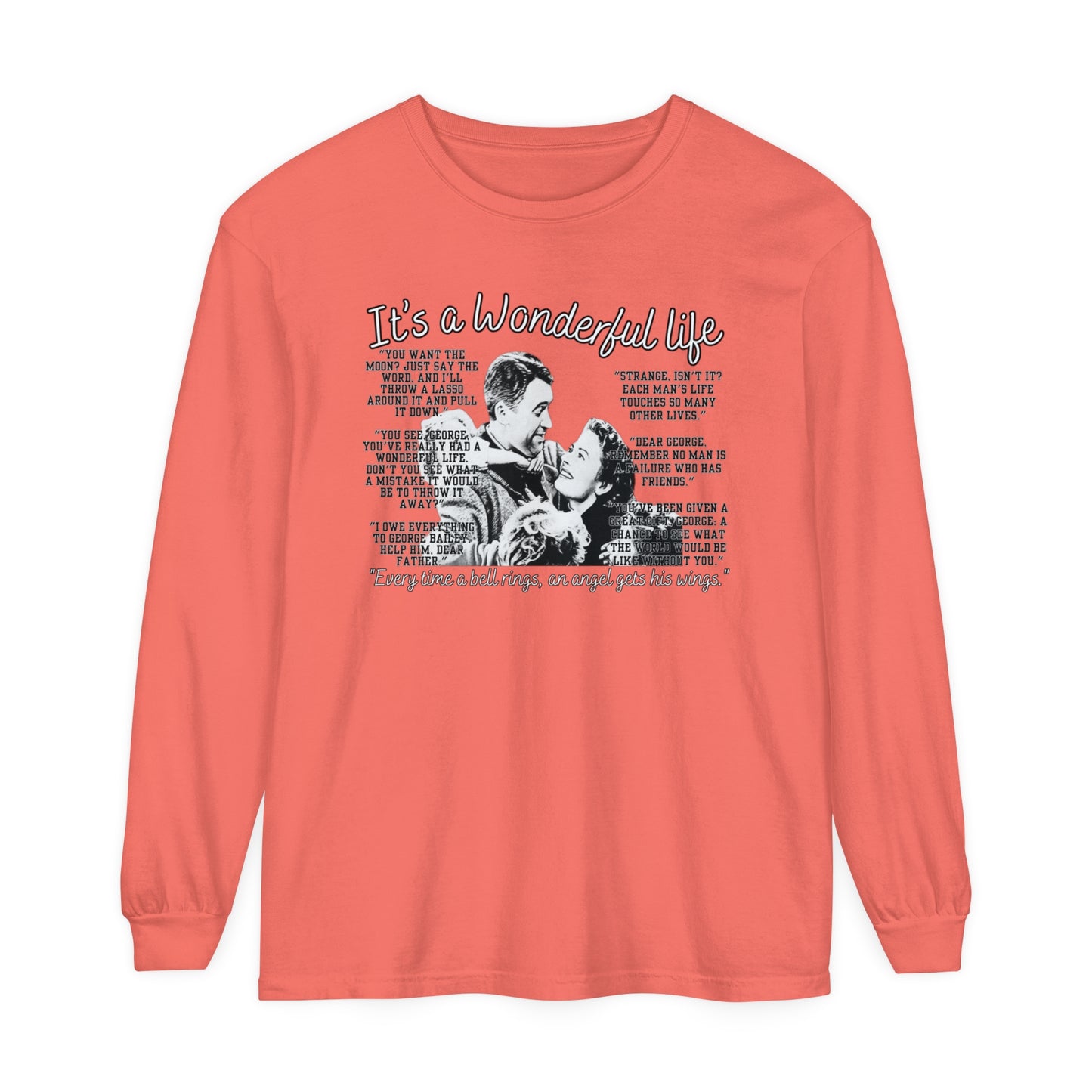 Women's Comfort Colors Long Sleeve Tee: 'It's a Wonderful Life' Christmas Movie Tribute Apparel