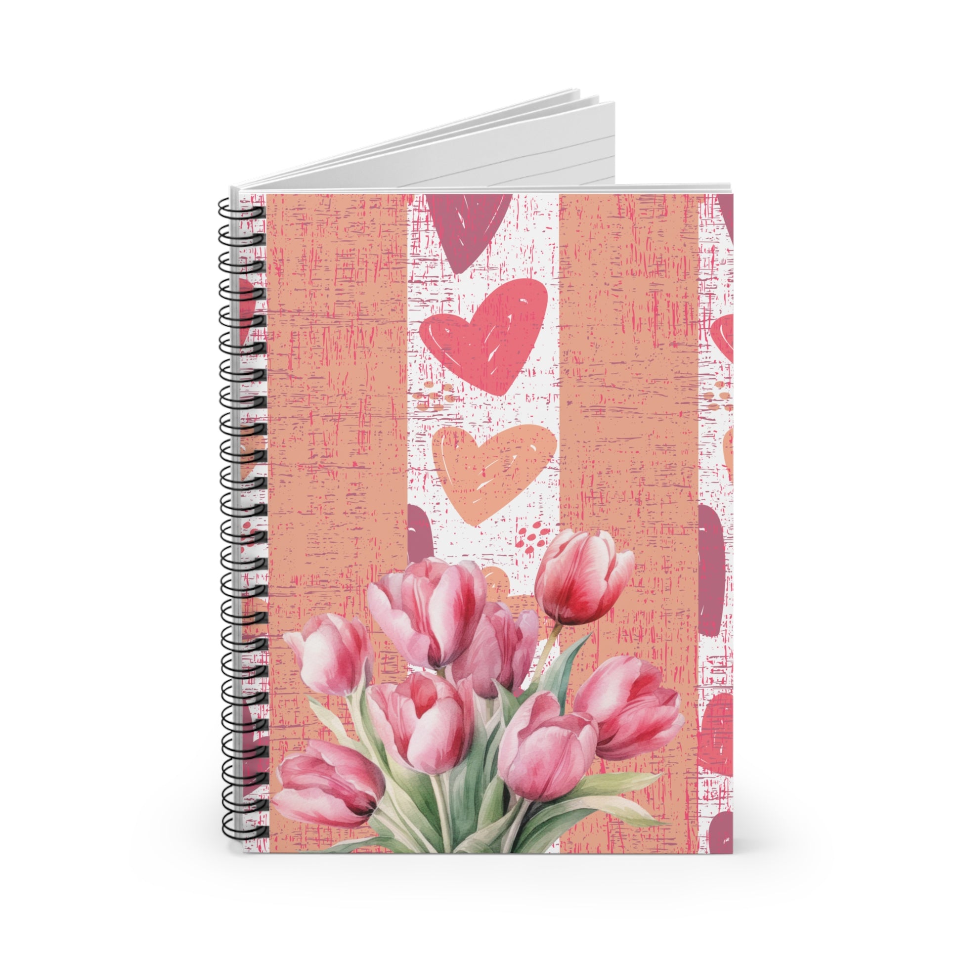 Harmony of Hearts and Tulips: Spiral Notebook for Love-Infused Reflections and Creative Expression - Eddy and Rita