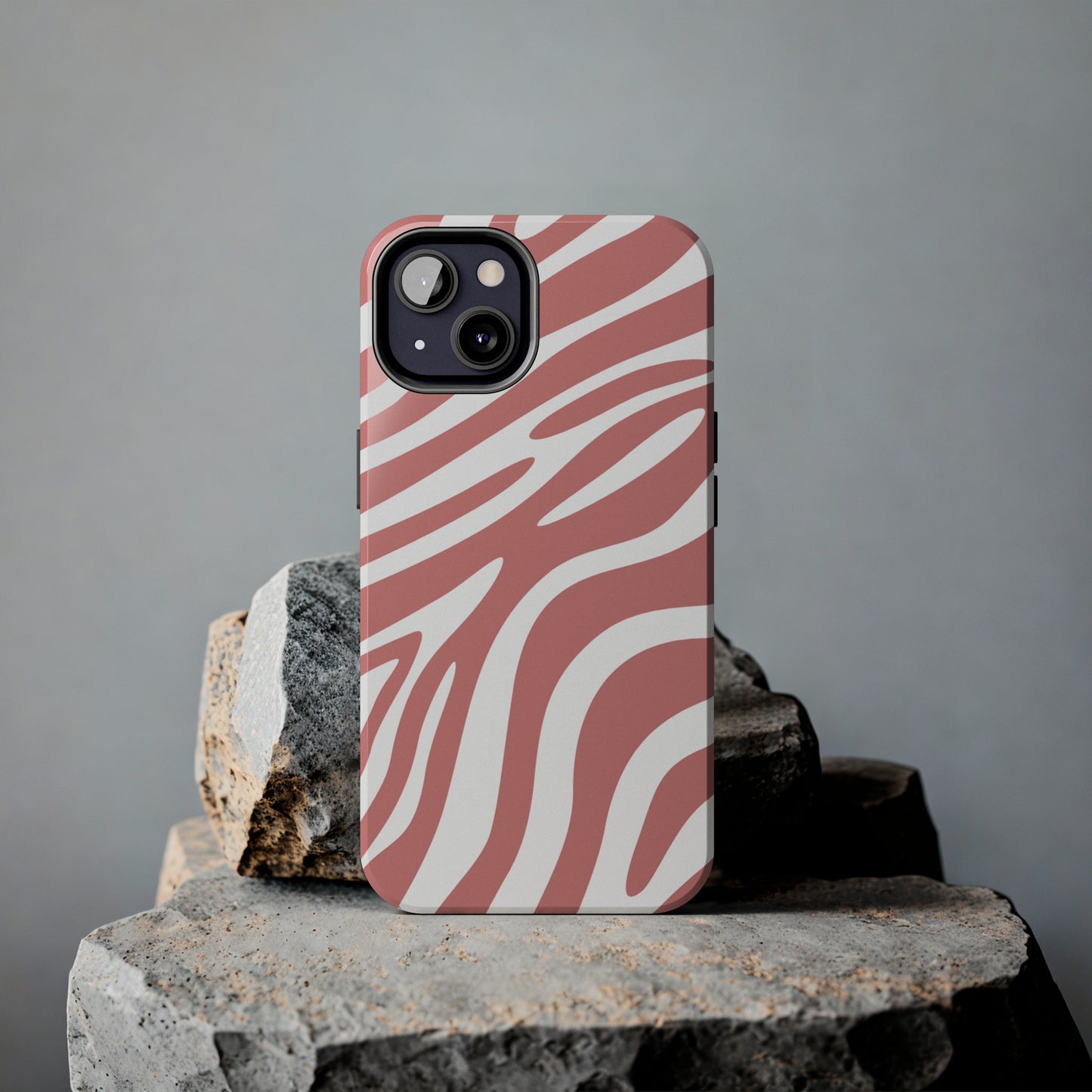 Pink and White Zebra Stripes iPhone Case - Stylish and Protective Cover for Your Device