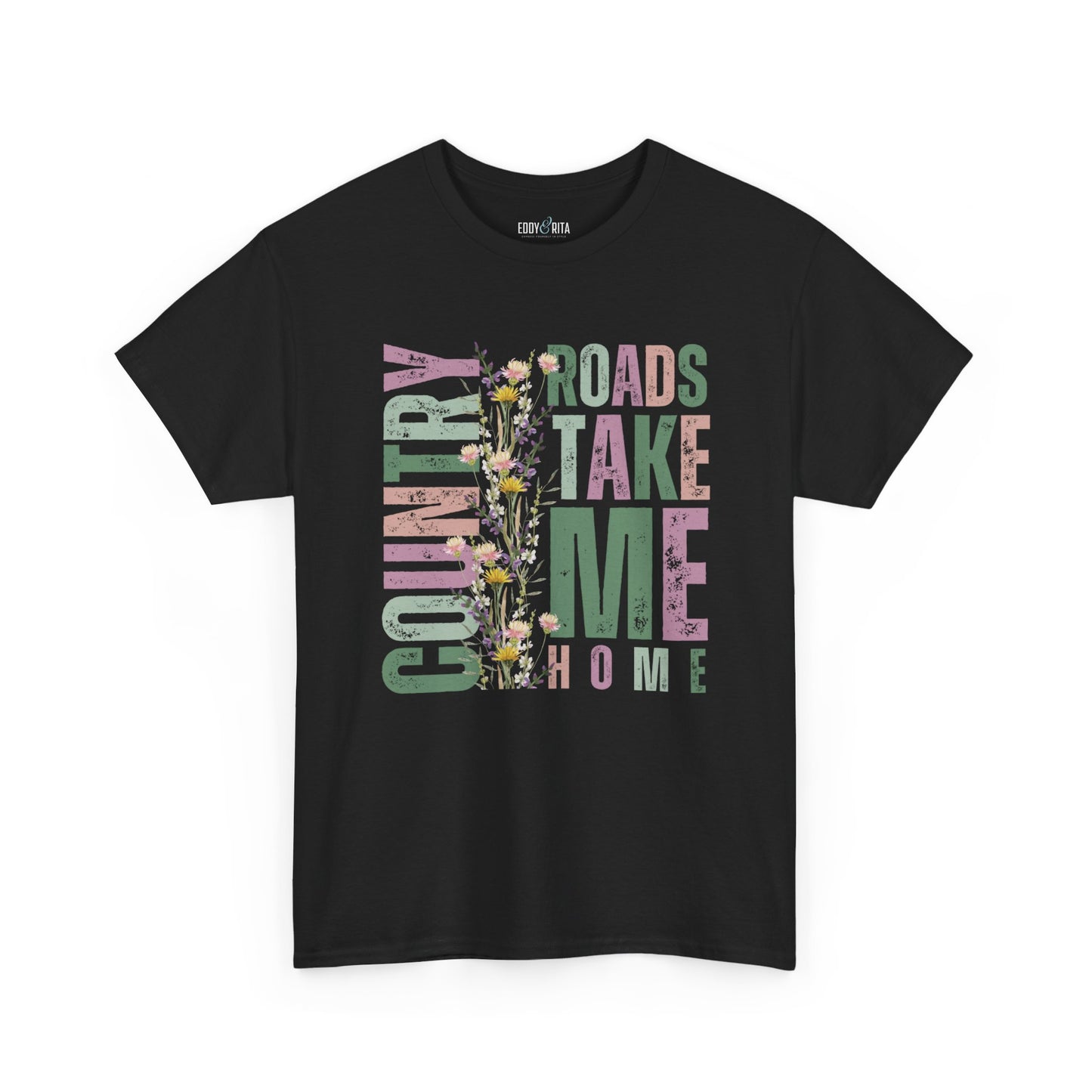 Eddy and Rita Women's Comfort Colors T-Shirt - "Country Roads Take Me Home" Retro Graphic Tee