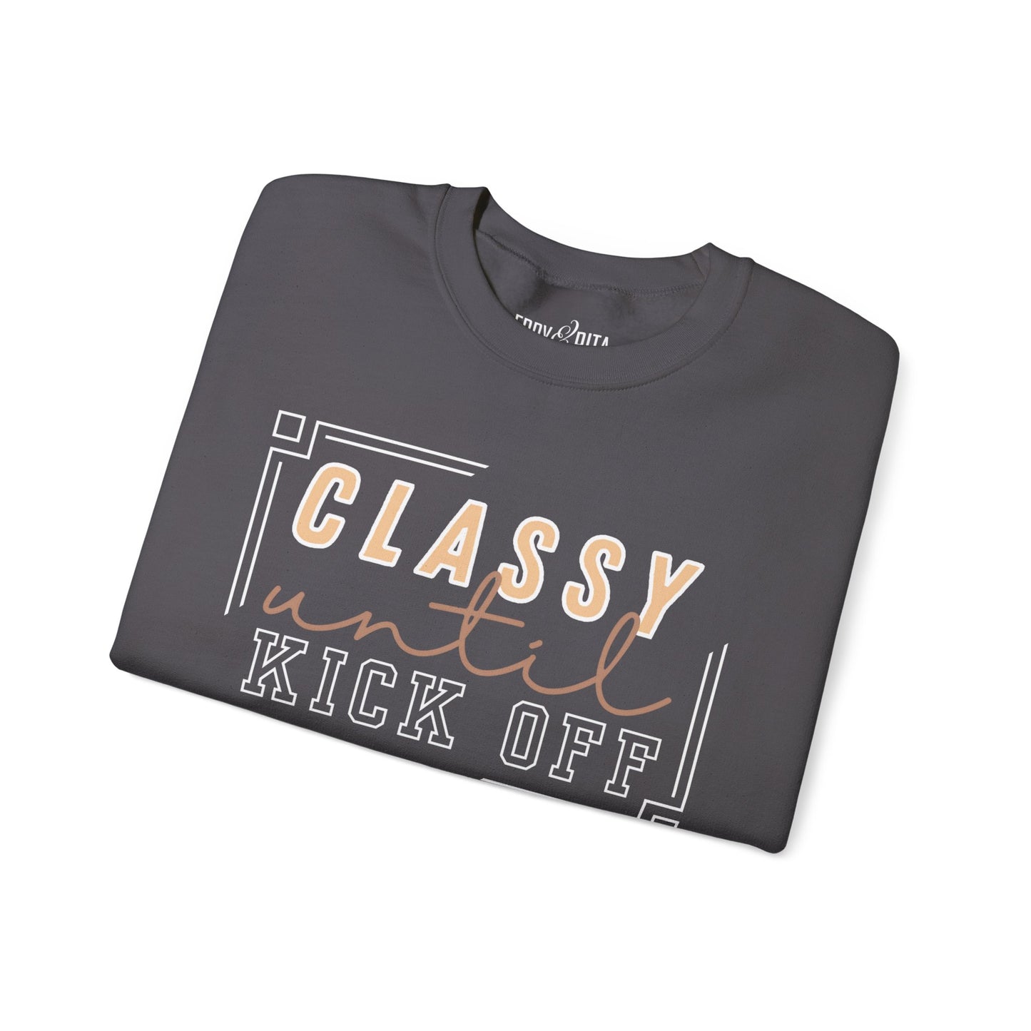 Women’s Heavy Sweatshirt – “Classy Until Kickoff” | Cozy and Stylish Game Day Pullover