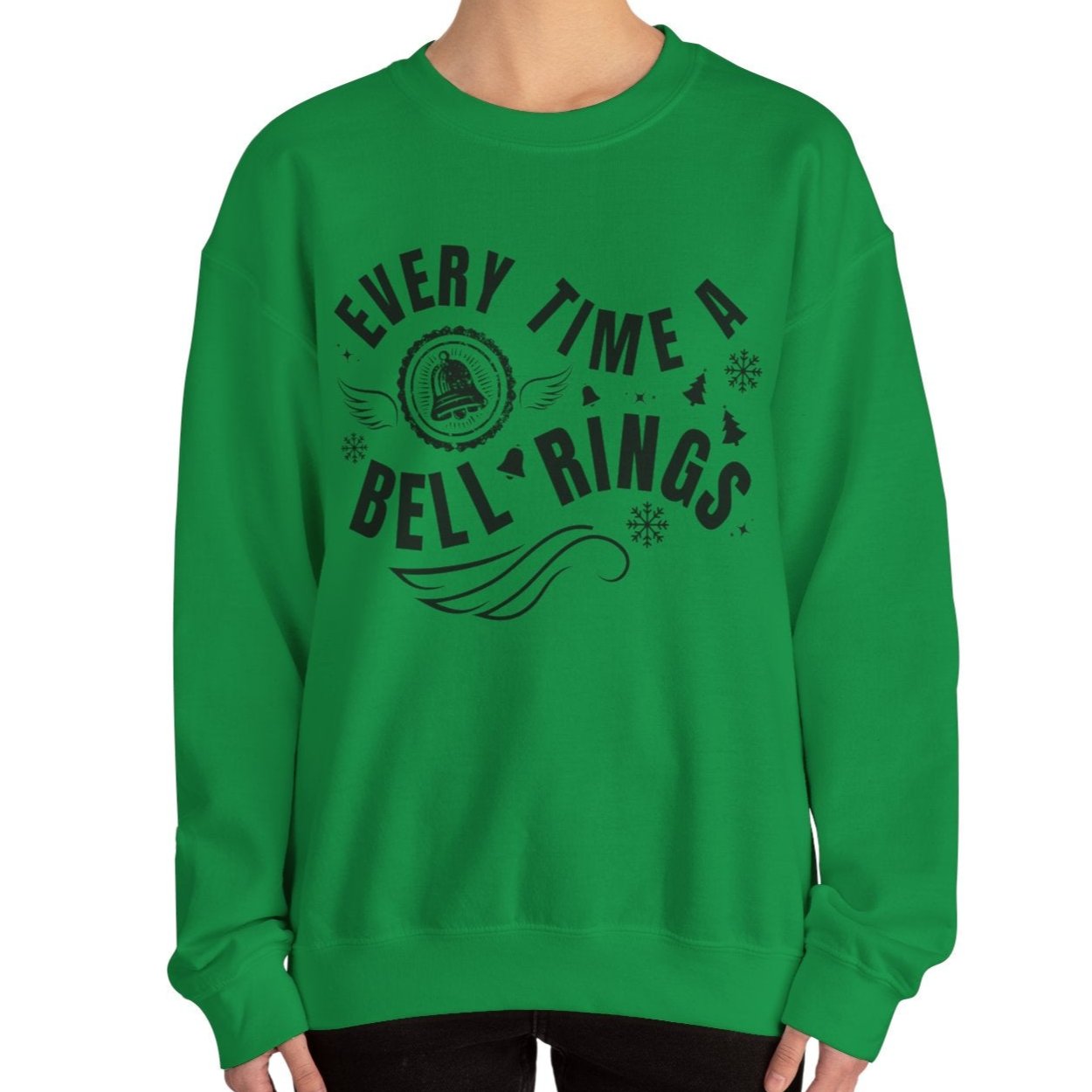 Women's Heavy Sweatshirt – "Every Time a Bell Rings" Christmas Graphic Sweatshirt