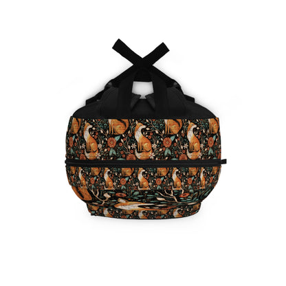 Christmas Backpack – Fox Against Botanical Floral Background Design | Elegant and Festive Holiday Bag for All Your Essentials