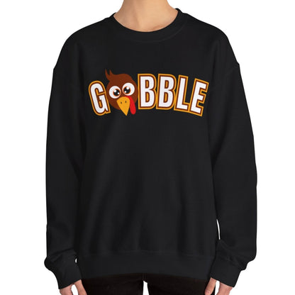 Women's Heavy Sweatshirt – "Gobble, Gobble, Gobble" Fun Thanksgiving Graphic Sweatshirt