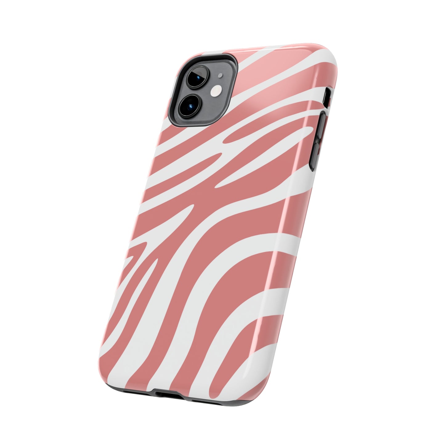 Pink and White Zebra Stripes iPhone Case - Stylish and Protective Cover for Your Device