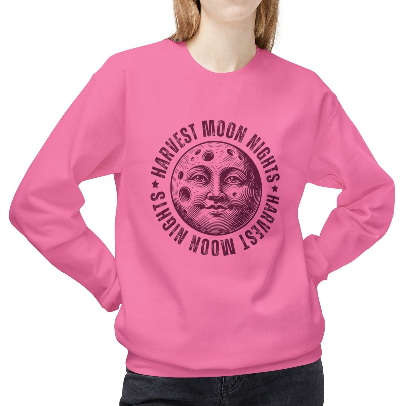 Eddy and Rita Women's Midweight Sweatshirt - "Harvest Moon Nights" Cozy Fall Graphic Pullover