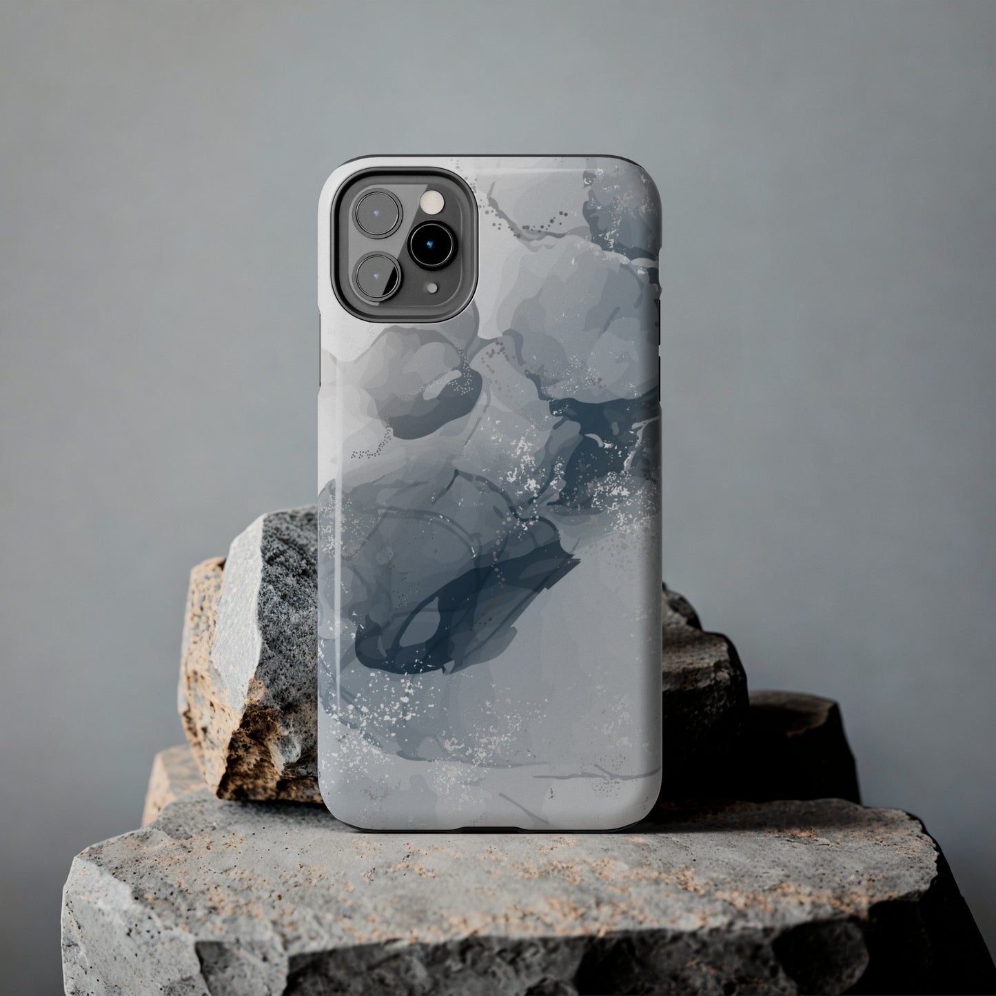 Gray and White Marble Pattern Cell Phone Case - Elegant and Sleek Device Cover