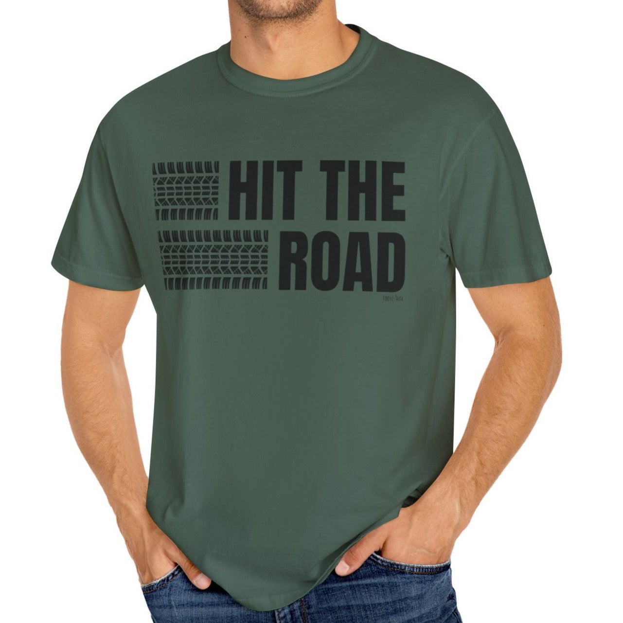 Eddy and Rita Men's Comfort Colors Lightweight T-Shirt - "Hit the Road" Graphic Tee