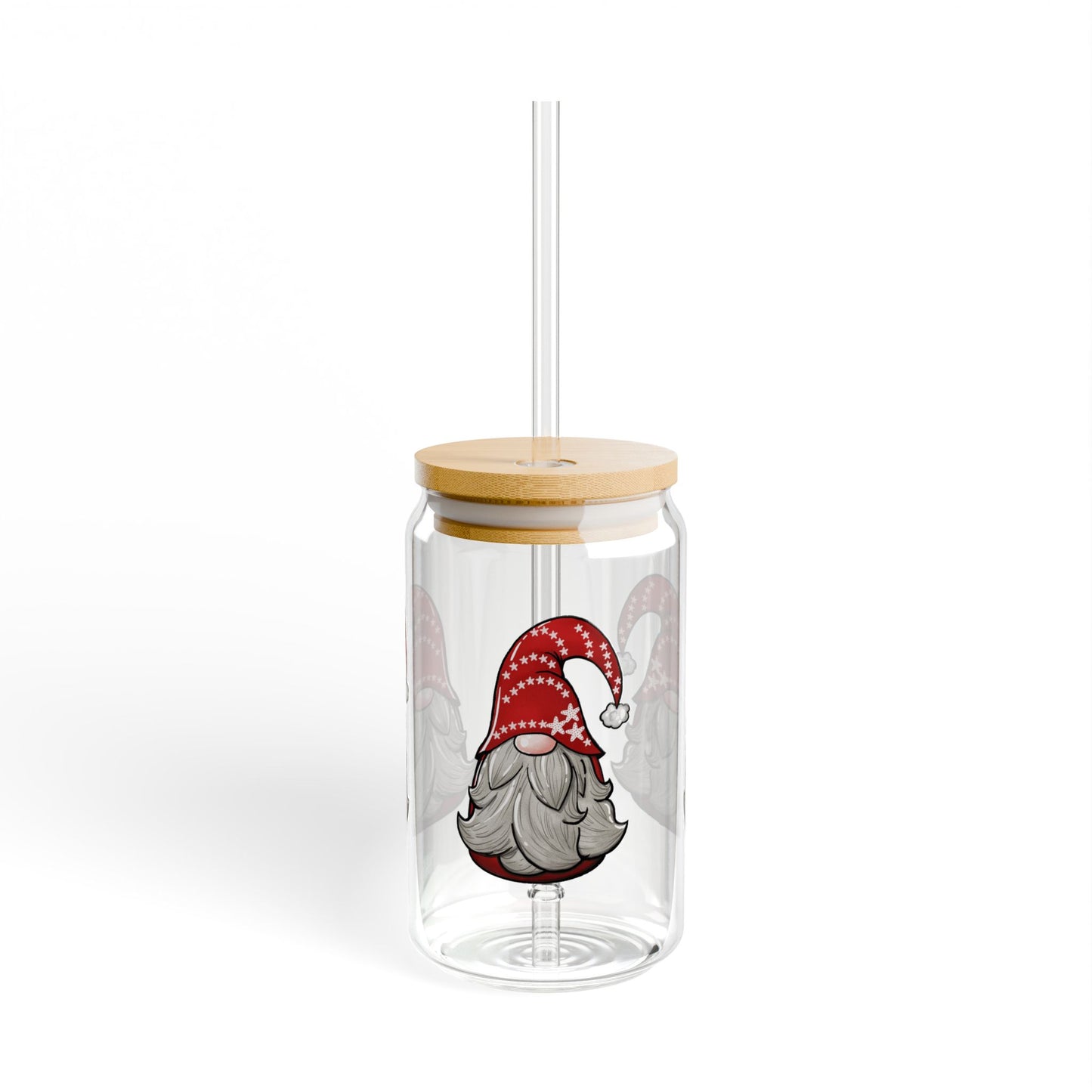 Sipper Glass 16oz – Christmas Gnome Design | Festive and Fun Holiday Stocking Stuffer Gift  Product Description: