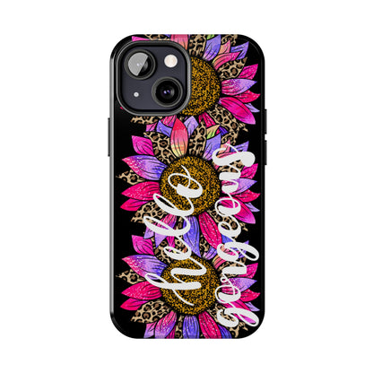 Hello Gorgeous Pink Purple Leopard Sunflowers iPhone Case - Stylish Floral Protective Cover