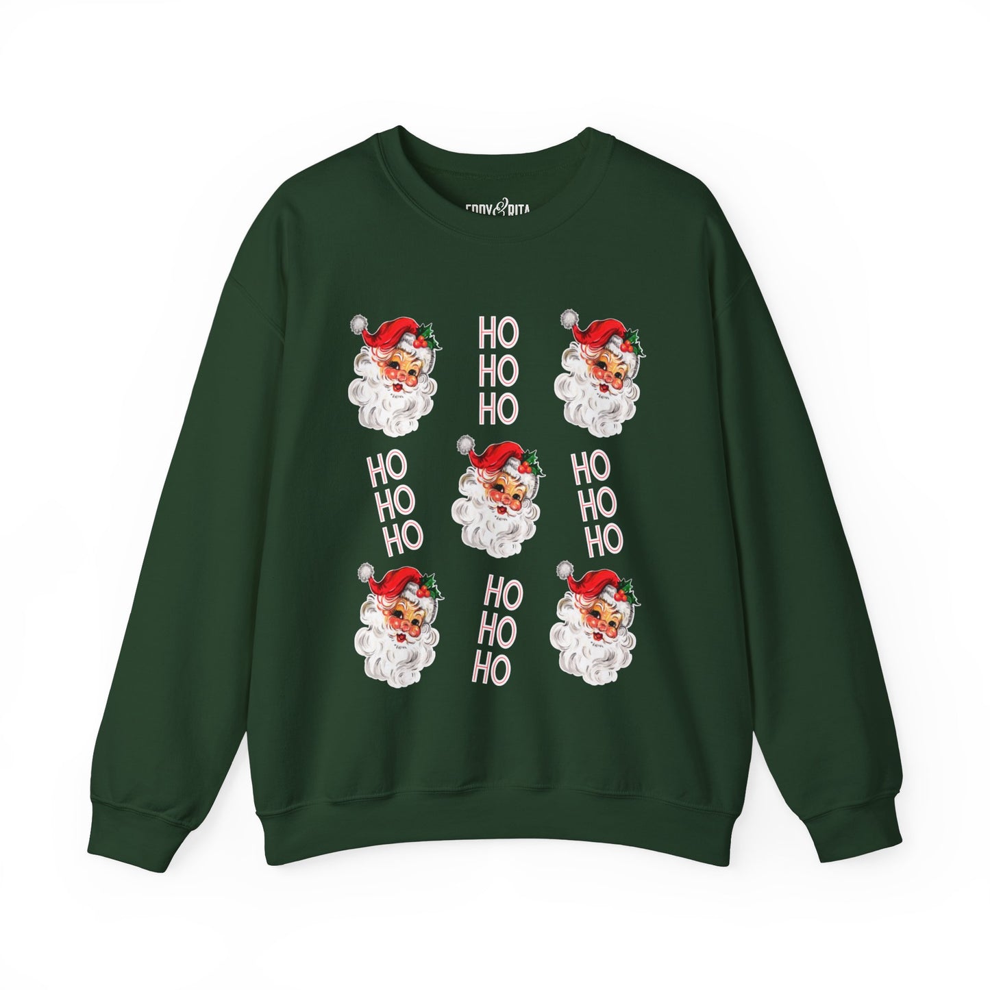 Women's Heavy Sweatshirt – "Ho Ho Ho Santa" Festive Christmas Graphic Sweatshirt