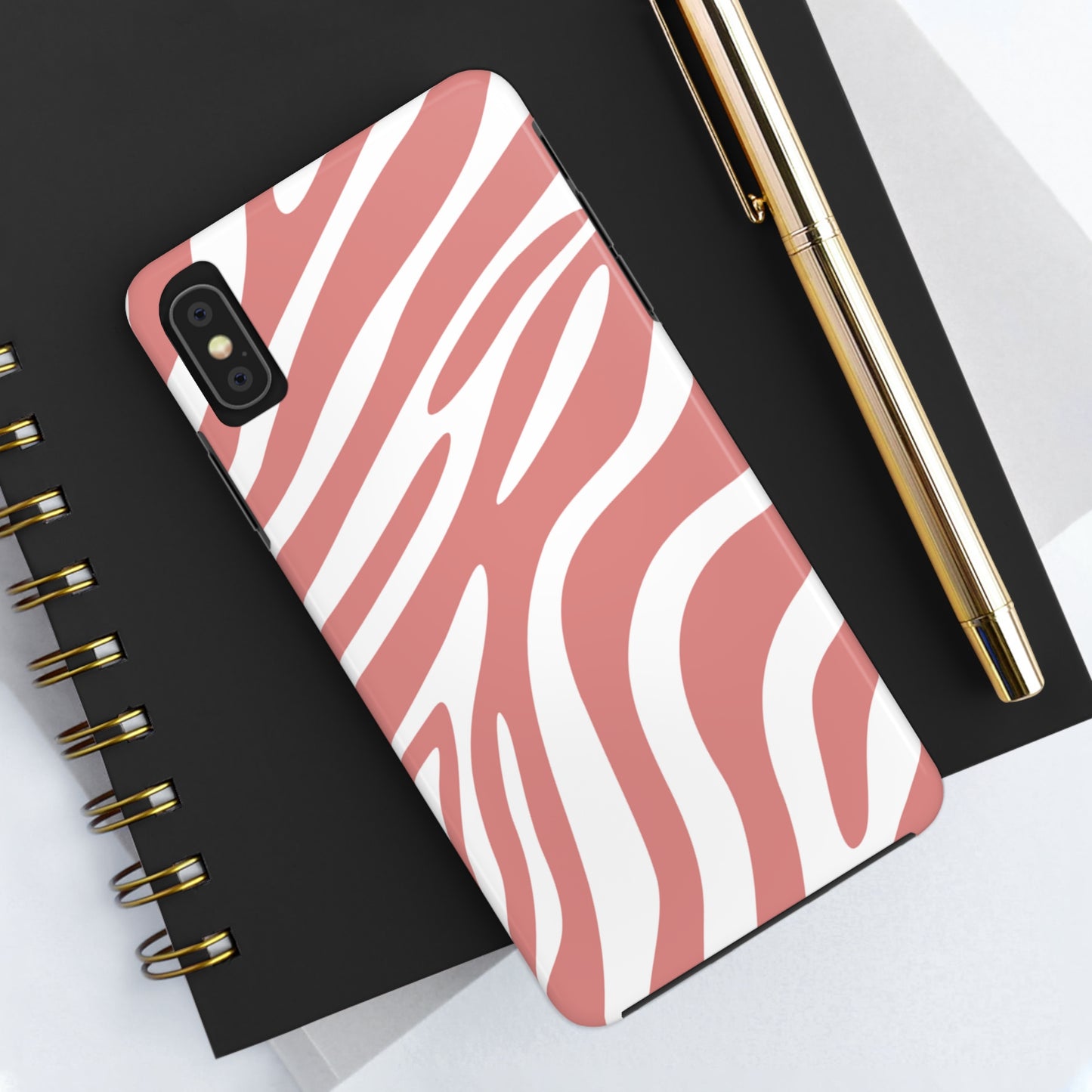 Pink and White Zebra Stripes iPhone Case - Stylish and Protective Cover for Your Device