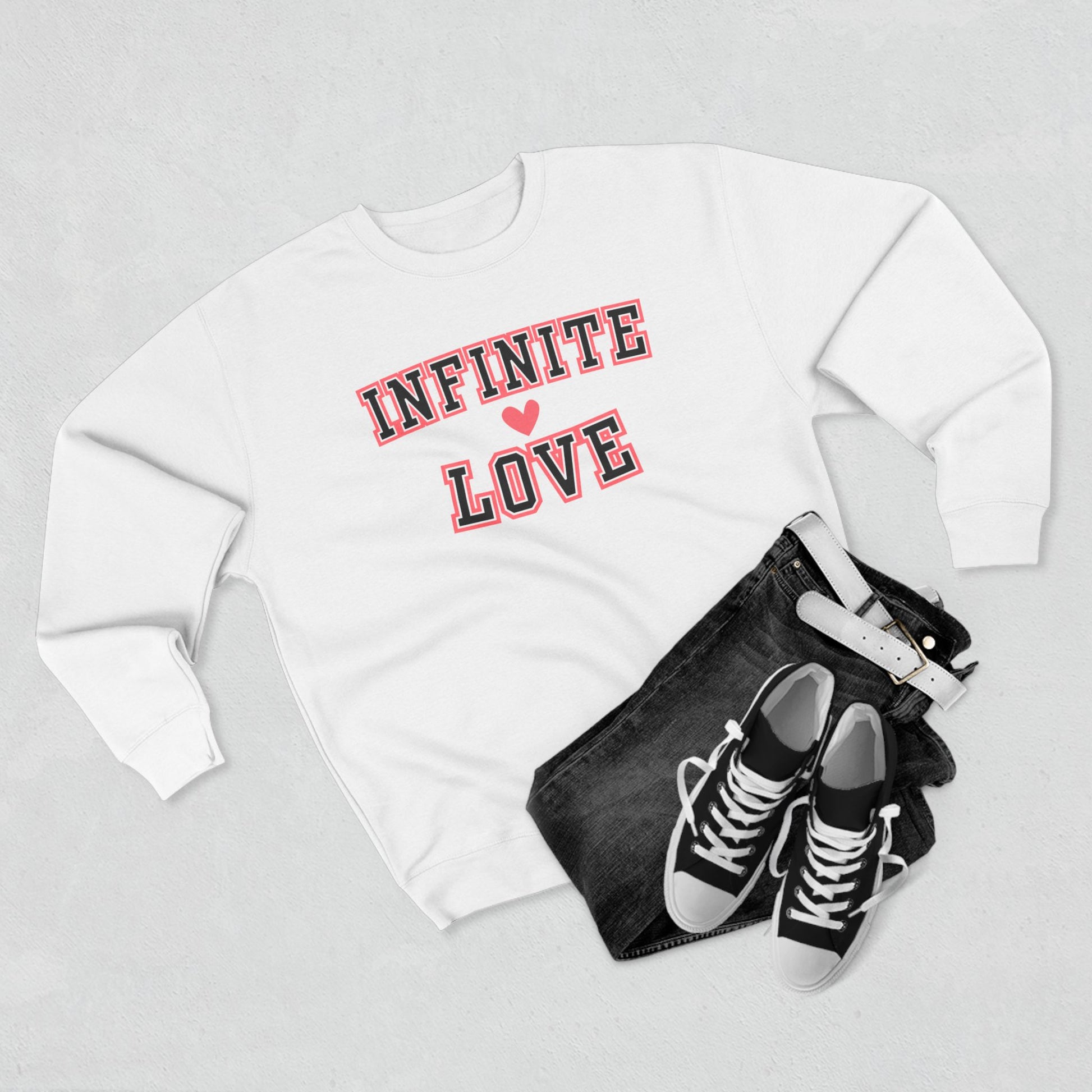 Women's Valentine's Day Graphic Sweatshirt – 'Infinite Love' Cozy Pullover – Romantic Gift for Her, Casual Holiday Outfit