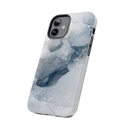 Gray and White Marble Pattern Cell Phone Case - Elegant and Sleek Device Cover