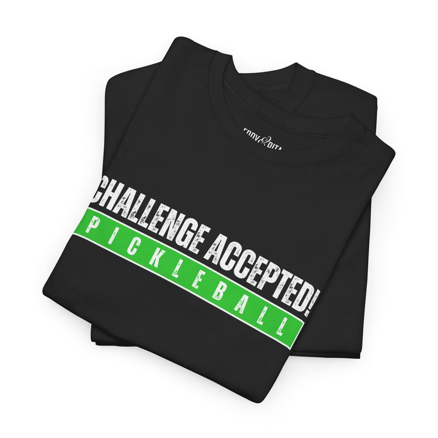 Eddy and Rita Unisex Heavy Cotton T-Shirt - "Challenge Accepted Pickleball" Graphic Tee for Sports Enthusiasts