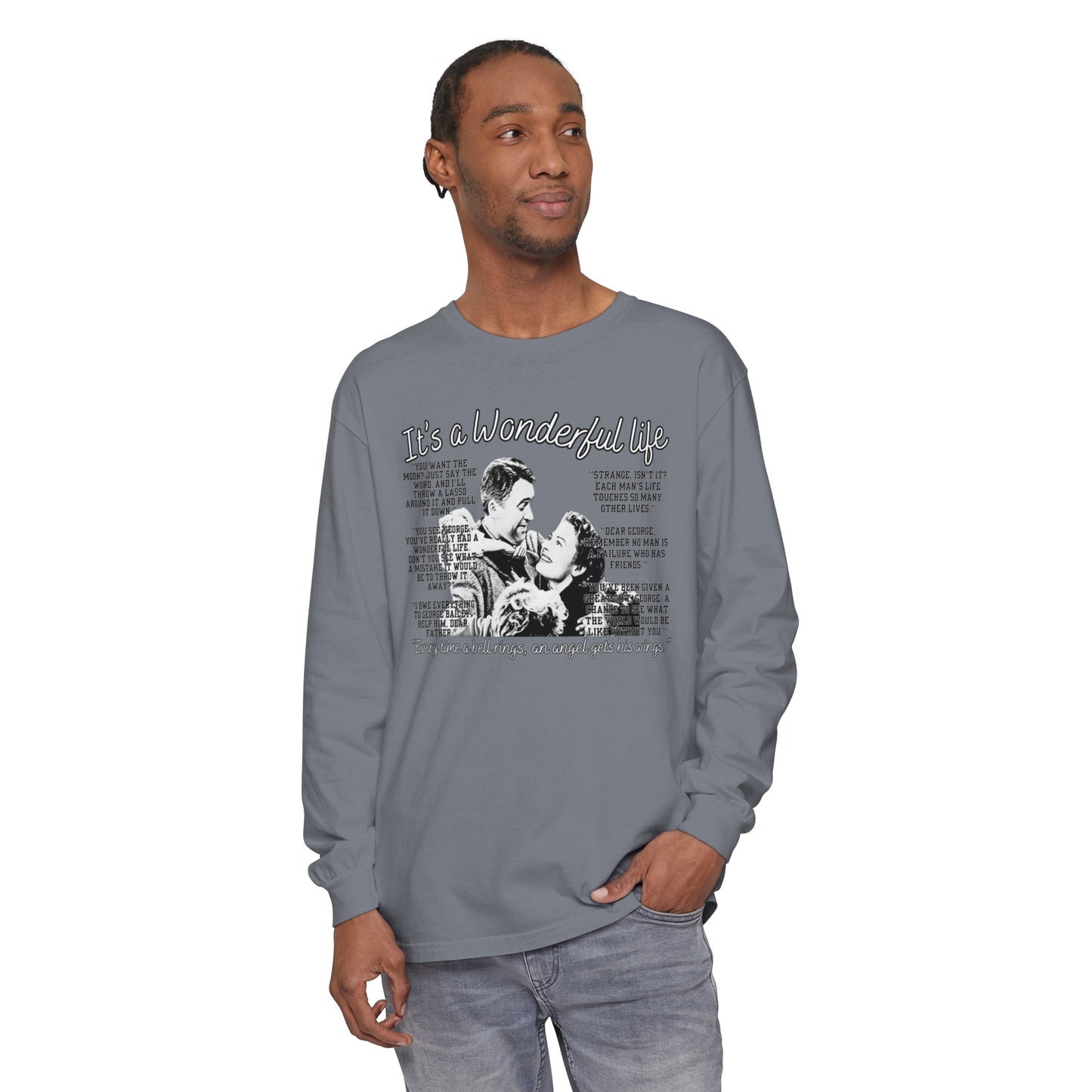 Women's Comfort Colors Long Sleeve Tee: 'It's a Wonderful Life' Christmas Movie Tribute Apparel