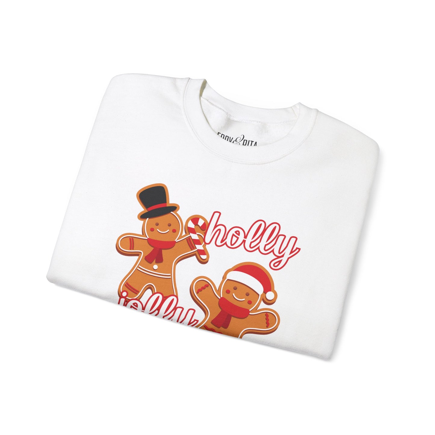 Women’s Heavy Sweatshirt – Holly Jolly Gingerbread Design | Cozy and Festive Holiday Fashion