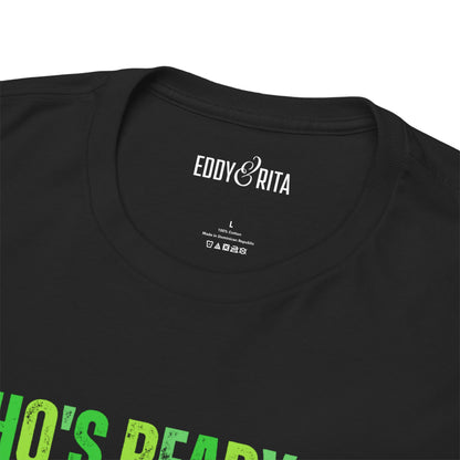 Eddy and Rita Men's Heavy Cotton T-Shirt - "Who's Ready for Round Two Pickleball" Graphic Tee for Pickleball Enthusiasts