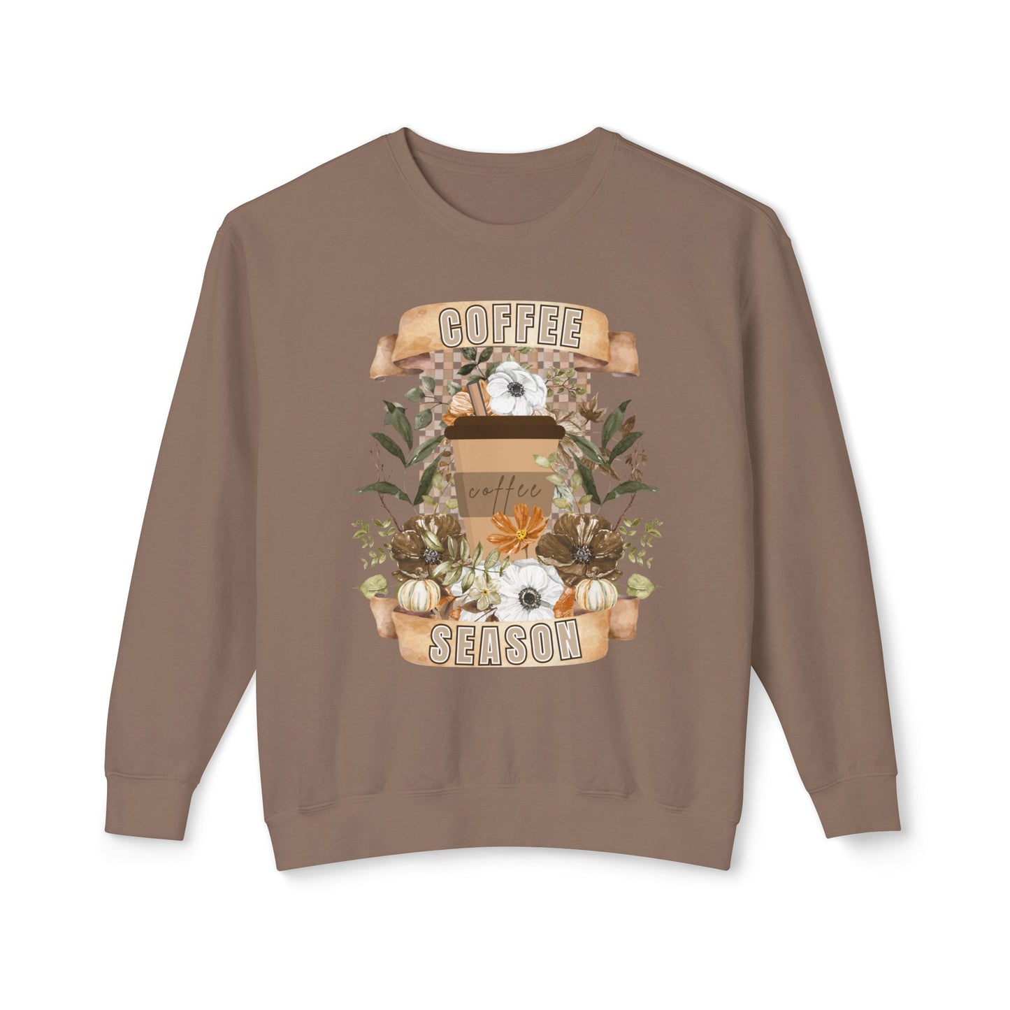 Women's Lightweight Comfort Colors Sweatshirt – "Coffee Season" Cozy Fall Graphic Sweatshirt