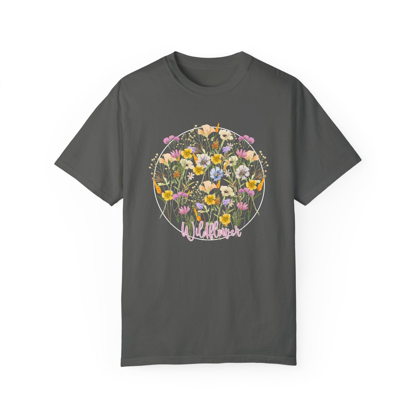 Wildflower Circle Graphic Tee - Beautiful Blooms for Free Spirits Garment-Dyed T-shirt