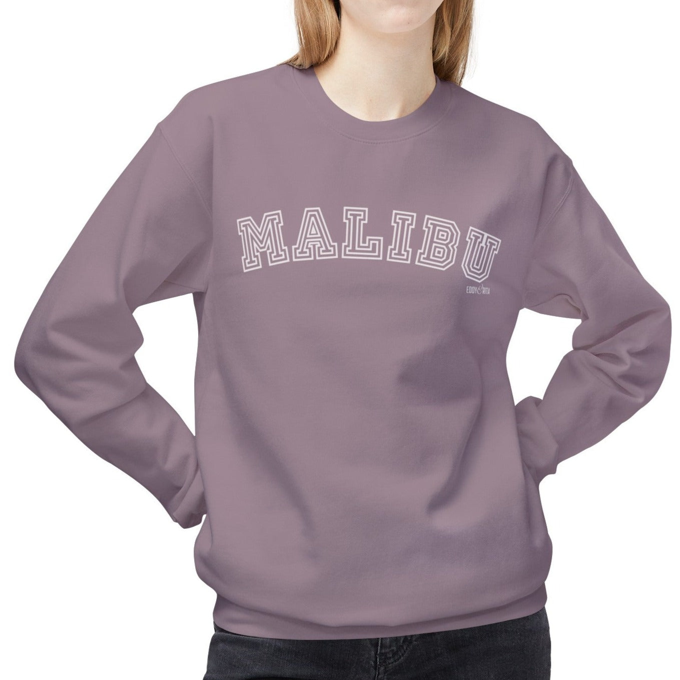 Eddy and Rita Women's Midweight Crewneck Sweatshirt - "Malibu" Coastal Graphic Pullover