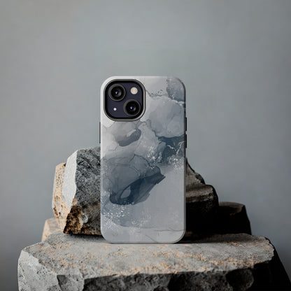 Gray and White Marble Pattern Cell Phone Case - Elegant and Sleek Device Cover