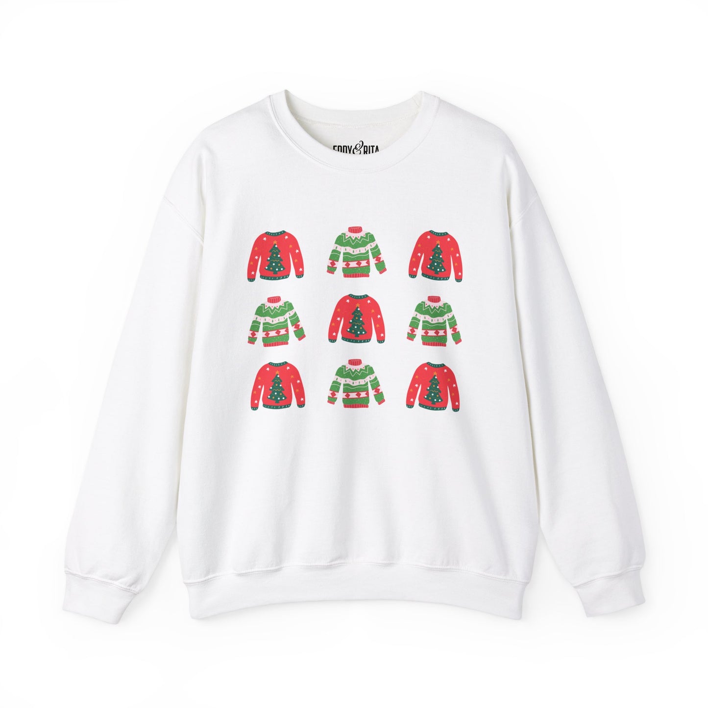 Women's Heavy Sweatshirt – "Festive Christmas Sweaters" Fun Holiday Graphic Sweatshirt