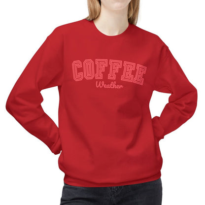 Women's Midweight Fleece Sweatshirt – "Coffee Weather" Cozy and Stylish Graphic Sweatshirt