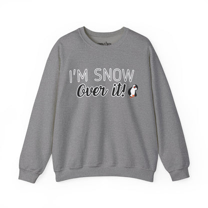 Women’s Heavy Sweatshirt – “I’m Snow Over It” Penguin Graphic | Cozy and Playful Winter Fashion