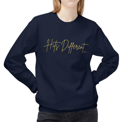 Eddy and Rita Women's Midweight Crewneck Sweatshirt - "Hits Different" Trendy Graphic Pullover