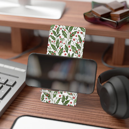 Mobile Display Stand for iPhone – Festive Christmas Holly Design | Perfect Stocking Stuffer for the Holidays