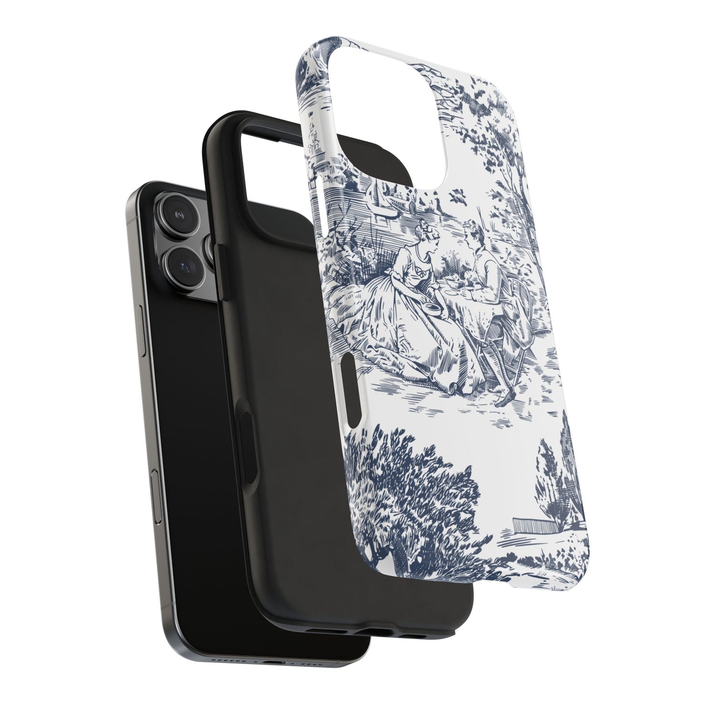 Tough Phone Case for iPhone – Elegant Toile Design | Durable and Stylish Stocking Stuffer Gift