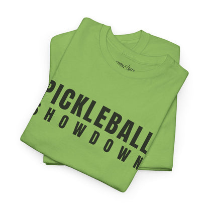 Eddy and Rita Unisex Heavy Cotton T-Shirt - "Pickleball Showdown" Graphic Tee for Sports Enthusiasts