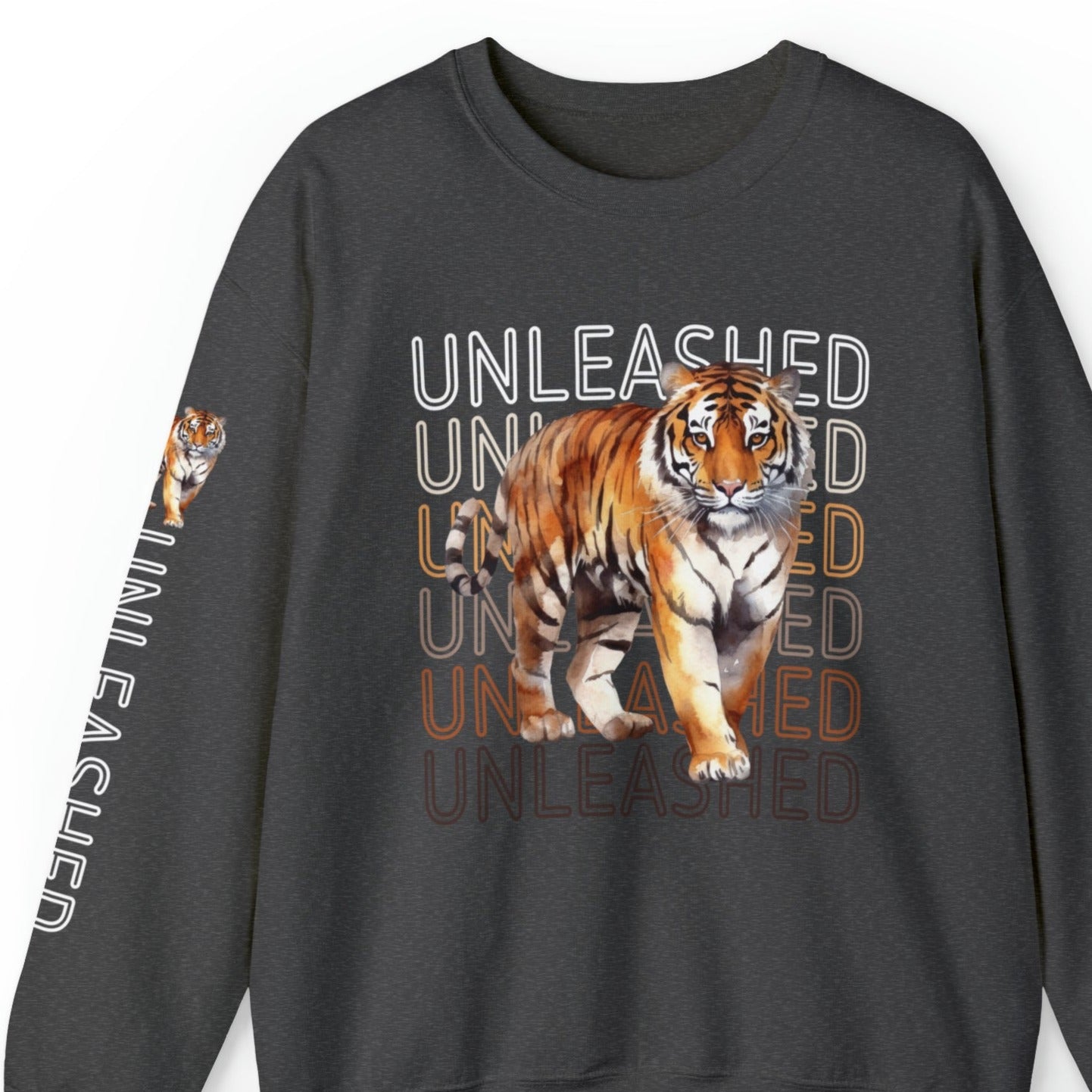 Tiger Unleashed: Women's Sweatshirt with Striking Arm Detail - Eddy and Rita