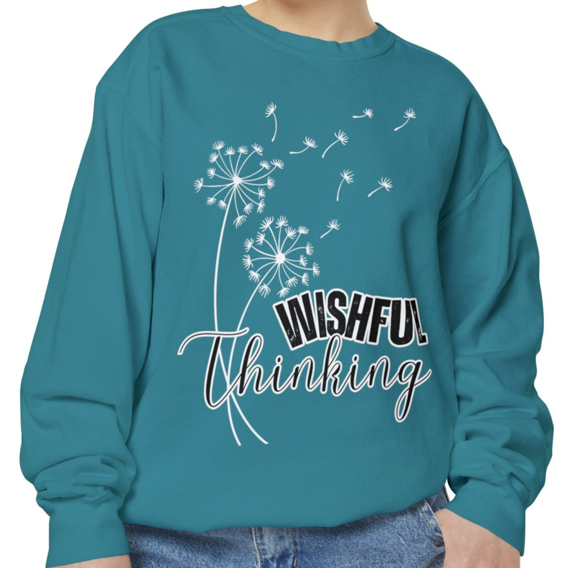 Wishful Thinking Women's Comfort Colors Sweatshirt - Cozy and Thoughtful - Eddy and Rita