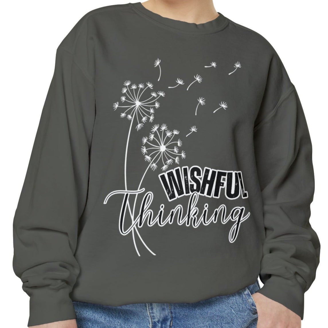 Wishful Thinking Women's Comfort Colors Sweatshirt - Cozy and Thoughtful - Eddy and Rita