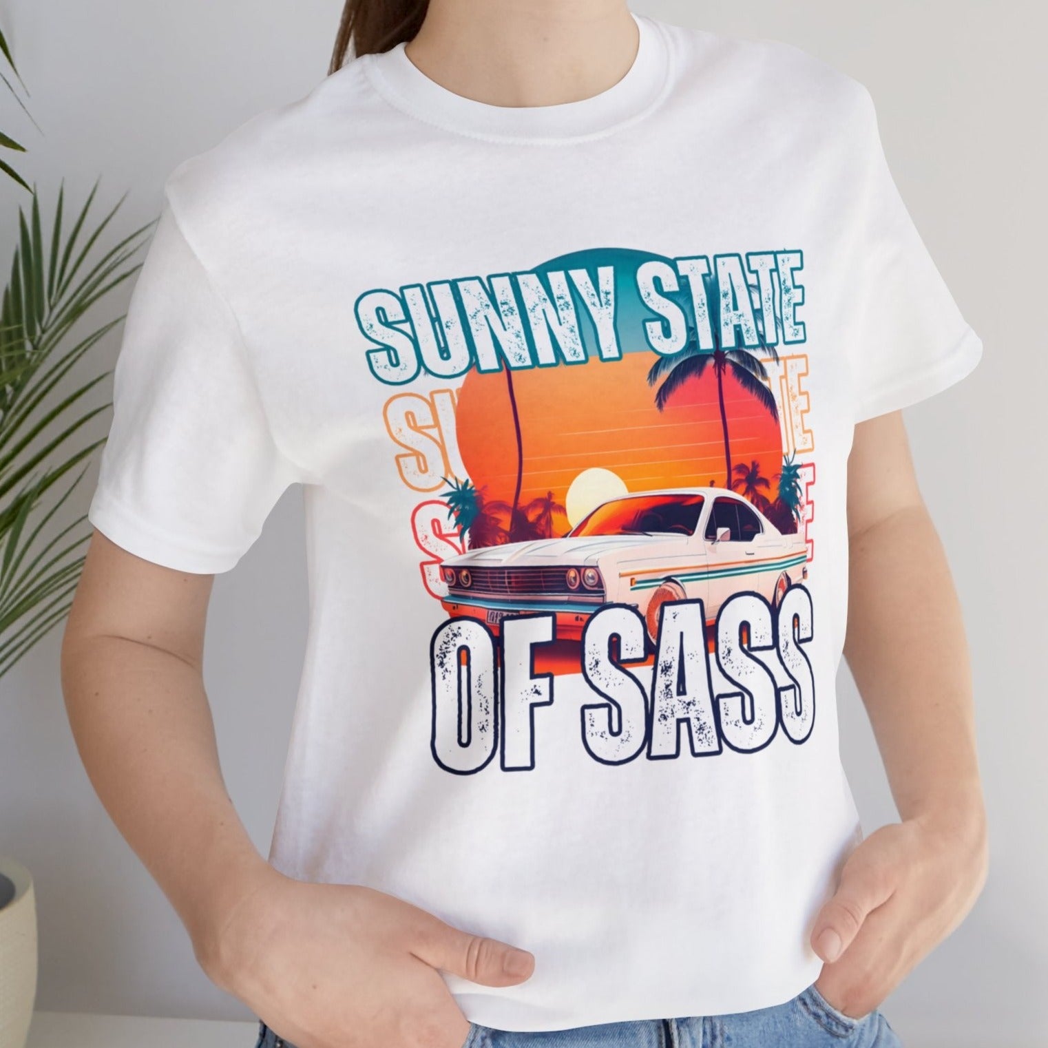 Sunny State of Sass Retro Car Women's Bella Canvas T-shirt - Eddy and Rita