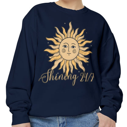 Shining 24/7 Women's Comfort Colors Sweatshirt - Cozy and Radiant - Eddy and Rita