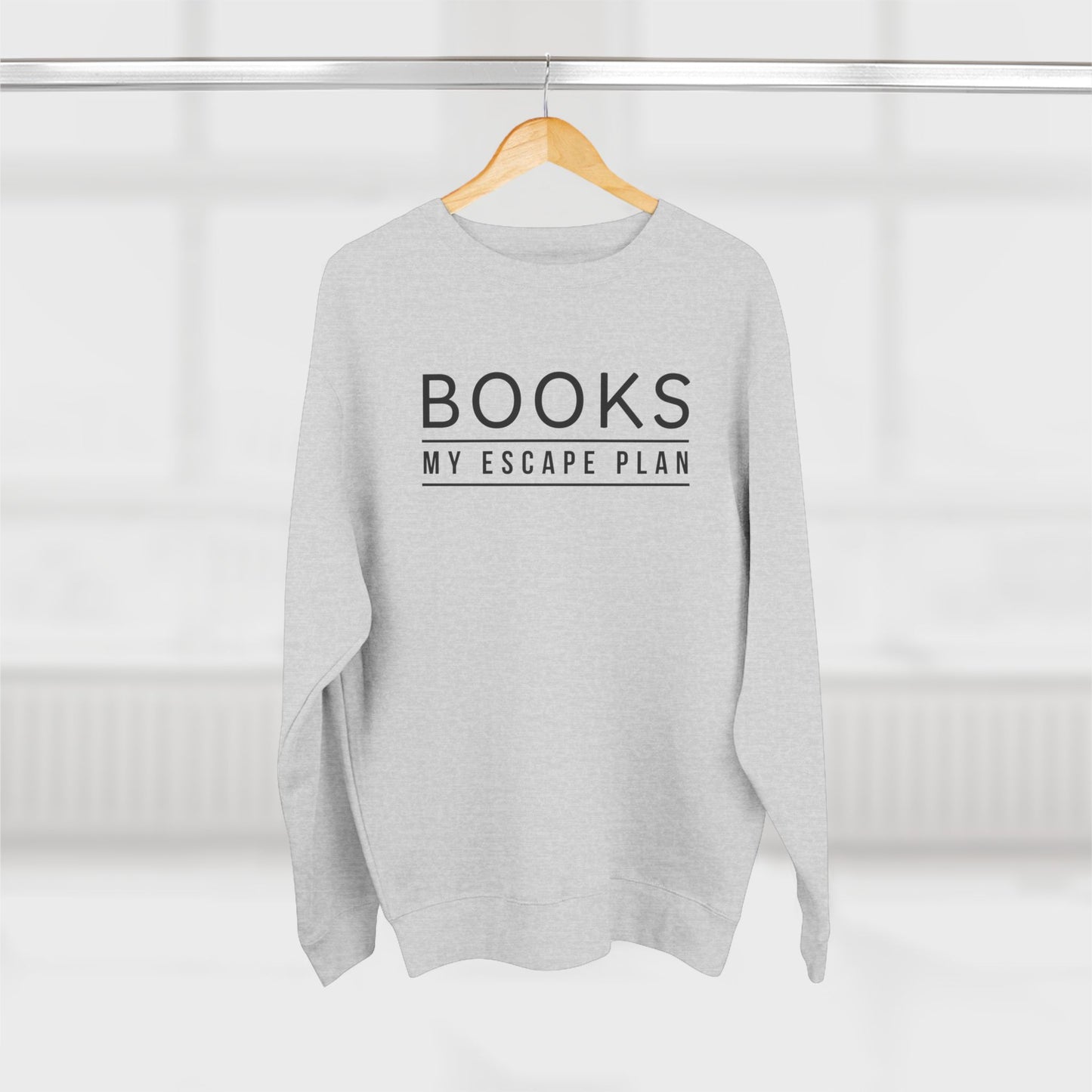 Books My Escape Plan Unisex Crewneck Sweatshirt - Cozy Literary Gift for Book Lovers