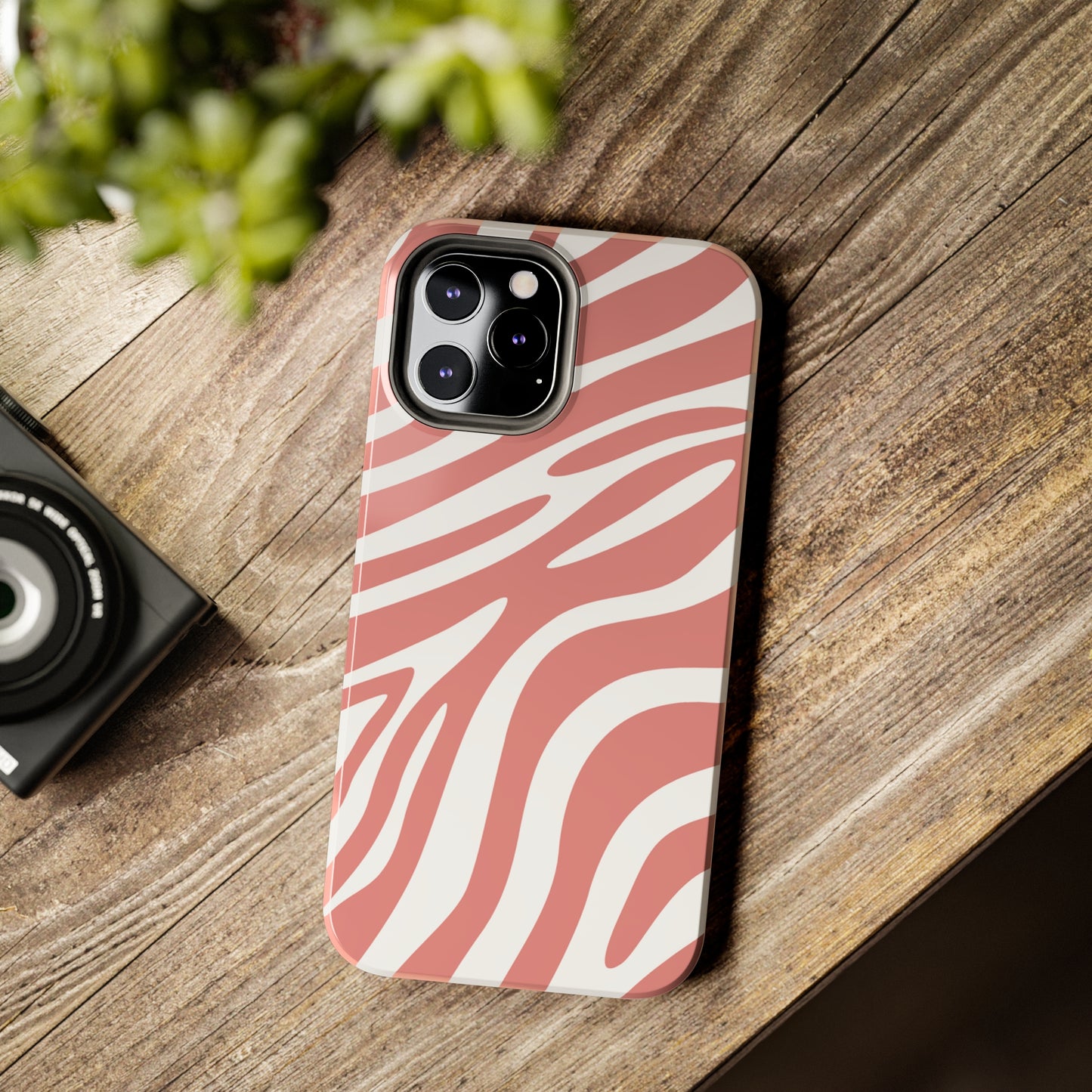 Pink and White Zebra Stripes iPhone Case - Stylish and Protective Cover for Your Device