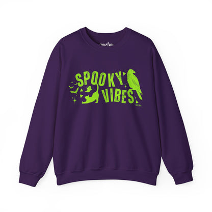 Eddy and Rita Women's Heavy Crewneck Sweatshirt - "Spooky Vibes" Halloween Graphic Pullover